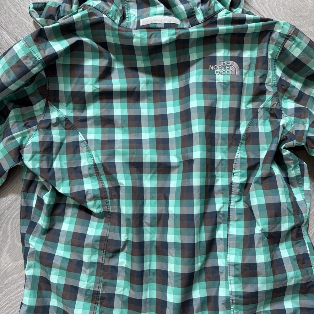 The North Face Women's HyVent Hooded Jacket Plaid Green Full Zip Small - Picture 12 of 12